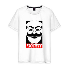 Мужская футболка хлопок с принтом Fsociety в Петрозаводске, 100% хлопок | прямой крой, круглый вырез горловины, длина до линии бедер, слегка спущенное плечо. | mister | mr | robot | мистер | робот