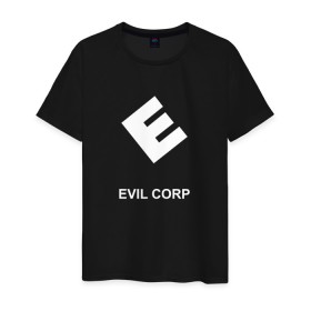 Мужская футболка хлопок с принтом Evil corporation в Петрозаводске, 100% хлопок | прямой крой, круглый вырез горловины, длина до линии бедер, слегка спущенное плечо. | mister | mr | robot | зла | корпорация | мистер | робот