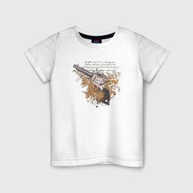 Детская футболка хлопок с принтом Револьвер с узорами в Петрозаводске, 100% хлопок | круглый вырез горловины, полуприлегающий силуэт, длина до линии бедер | абстракция | пистолет | револьвер | револьвер с узорами