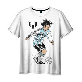 Мужская футболка 3D с принтом Messi в Петрозаводске, 100% полиэфир | прямой крой, круглый вырез горловины, длина до линии бедер | barselona | messi | аргентина | барселона | испания | месси | мяч | футбол