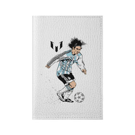 Обложка для паспорта матовая кожа с принтом Messi в Петрозаводске, натуральная матовая кожа | размер 19,3 х 13,7 см; прозрачные пластиковые крепления | barselona | messi | аргентина | барселона | испания | месси | мяч | футбол