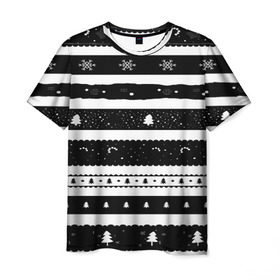 Мужская футболка 3D с принтом Рождество в Петрозаводске, 100% полиэфир | прямой крой, круглый вырез горловины, длина до линии бедер | вязаный | рождество | свитер | текстура