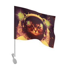 Флаг для автомобиля с принтом Кот космонавт в Петрозаводске, 100% полиэстер | Размер: 30*21 см | скафандр