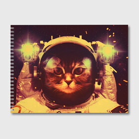 Альбом для рисования с принтом Кот космонавт в Петрозаводске, 100% бумага
 | матовая бумага, плотность 200 мг. | Тематика изображения на принте: скафандр