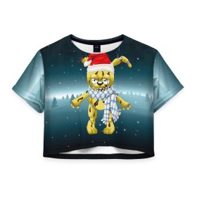 Женская футболка 3D укороченная с принтом Five Nights At Freddy`s в Петрозаводске, 100% полиэстер | круглая горловина, длина футболки до линии талии, рукава с отворотами | fnaf | freddy | бонни | медведь | мишка | фнаф | фокси | фредди