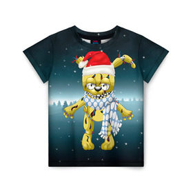 Детская футболка 3D с принтом Five Nights At Freddy`s в Петрозаводске, 100% гипоаллергенный полиэфир | прямой крой, круглый вырез горловины, длина до линии бедер, чуть спущенное плечо, ткань немного тянется | fnaf | freddy | бонни | медведь | мишка | фнаф | фокси | фредди