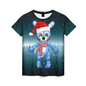Женская футболка 3D с принтом Five Nights At Freddy`s в Петрозаводске, 100% полиэфир ( синтетическое хлопкоподобное полотно) | прямой крой, круглый вырез горловины, длина до линии бедер | fnaf | freddy | бонни | медведь | мишка | фнаф | фокси | фредди