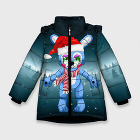 Зимняя куртка для девочек 3D с принтом Five Nights At Freddys в Петрозаводске, ткань верха — 100% полиэстер; подклад — 100% полиэстер, утеплитель — 100% полиэстер. | длина ниже бедра, удлиненная спинка, воротник стойка и отстегивающийся капюшон. Есть боковые карманы с листочкой на кнопках, утяжки по низу изделия и внутренний карман на молнии. 

Предусмотрены светоотражающий принт на спинке, радужный светоотражающий элемент на пуллере молнии и на резинке для утяжки. | fnaf | freddy | бонни | медведь | мишка | фнаф | фокси | фредди