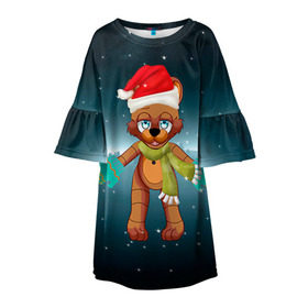 Детское платье 3D с принтом Five Nights At Freddy`s в Петрозаводске, 100% полиэстер | прямой силуэт, чуть расширенный к низу. Круглая горловина, на рукавах — воланы | fnaf | freddy | бонни | медведь | мишка | фнаф | фокси | фредди