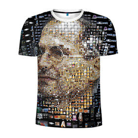 Мужская футболка 3D спортивная с принтом Стив Джобс в Петрозаводске, 100% полиэстер с улучшенными характеристиками | приталенный силуэт, круглая горловина, широкие плечи, сужается к линии бедра | Тематика изображения на принте: steve jobs