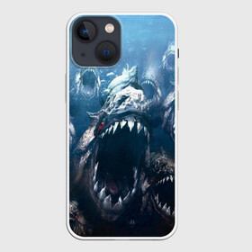 Чехол для iPhone 13 mini с принтом Голодные пираньи в Петрозаводске,  |  | еда | зубы | клыки | кровь | людоед | монстр | пираньи | пиранья | рыбы | ужас | хищник | челюсти | чудовище