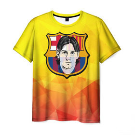 Мужская футболка 3D с принтом Месси - Барселона в Петрозаводске, 100% полиэфир | прямой крой, круглый вырез горловины, длина до линии бедер | barselona | messi | аргентина | барселона | испания | месси | футбол