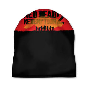 Шапка 3D с принтом Red Dead Redemption 2 в Петрозаводске, 100% полиэстер | универсальный размер, печать по всей поверхности изделия | Тематика изображения на принте: rdr | rdr2 | red dead redemption 2 | rockstar | дикий запад | ковбои