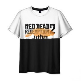 Мужская футболка 3D с принтом Red Dead Redemption 2 в Петрозаводске, 100% полиэфир | прямой крой, круглый вырез горловины, длина до линии бедер | rdr | rdr2 | red dead redemption 2 | rockstar | дикий запад | ковбои
