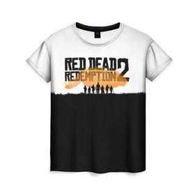 Женская футболка 3D с принтом Red Dead Redemption 2 в Петрозаводске, 100% полиэфир ( синтетическое хлопкоподобное полотно) | прямой крой, круглый вырез горловины, длина до линии бедер | rdr | rdr2 | red dead redemption 2 | rockstar | дикий запад | ковбои