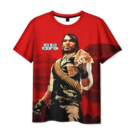 Мужская футболка 3D с принтом Red Dead Redemption в Петрозаводске, 100% полиэфир | прямой крой, круглый вырез горловины, длина до линии бедер | rdr | rdr2 | red dead redemption 2 | rockstar | дикий запад | ковбои