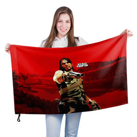Флаг 3D с принтом Red Dead Redemption в Петрозаводске, 100% полиэстер | плотность ткани — 95 г/м2, размер — 67 х 109 см. Принт наносится с одной стороны | rdr | rdr2 | red dead redemption 2 | rockstar | дикий запад | ковбои