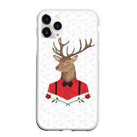 Чехол для iPhone 11 Pro матовый с принтом Christmas Deer в Петрозаводске, Силикон |  | new year | олень | рождество | роза | снег | узор