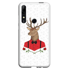 Чехол для Honor P Smart Z с принтом Christmas Deer в Петрозаводске, Силикон | Область печати: задняя сторона чехла, без боковых панелей | new year | олень | рождество | роза | снег | узор