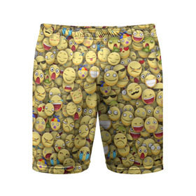 Мужские шорты 3D спортивные с принтом Смайлики. Стикербомбинг в Петрозаводске,  |  | emoji | желтый | мем | смайл | стикербомбинг | текстура | улыбка | эмодзи