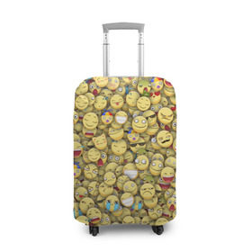 Чехол для чемодана 3D с принтом Смайлики. Стикербомбинг в Петрозаводске, 86% полиэфир, 14% спандекс | двустороннее нанесение принта, прорези для ручек и колес | emoji | желтый | мем | смайл | стикербомбинг | текстура | улыбка | эмодзи