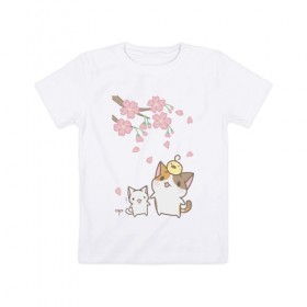 Детская футболка хлопок с принтом cats в Петрозаводске, 100% хлопок | круглый вырез горловины, полуприлегающий силуэт, длина до линии бедер | cat | sakura | tmblr | tumbler | кошка | сакура