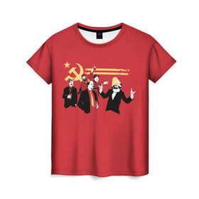 Женская футболка 3D с принтом Back in the USSR в Петрозаводске, 100% полиэфир ( синтетическое хлопкоподобное полотно) | прямой крой, круглый вырез горловины, длина до линии бедер | гевара | ленин | ретро | советский | союз | ссср | сталин | че