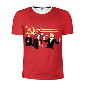 Мужская футболка 3D спортивная с принтом Back in the USSR в Петрозаводске, 100% полиэстер с улучшенными характеристиками | приталенный силуэт, круглая горловина, широкие плечи, сужается к линии бедра | гевара | ленин | ретро | советский | союз | ссср | сталин | че