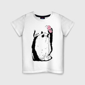 Детская футболка хлопок с принтом panda в Петрозаводске, 100% хлопок | круглый вырез горловины, полуприлегающий силуэт, длина до линии бедер | dd | drop dead | dropdead | milk | milkshake | panda | tmblr | tumbler