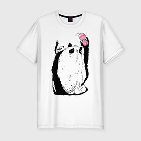 Мужская футболка премиум с принтом panda в Петрозаводске, 92% хлопок, 8% лайкра | приталенный силуэт, круглый вырез ворота, длина до линии бедра, короткий рукав | Тематика изображения на принте: dd | drop dead | dropdead | milk | milkshake | panda | tmblr | tumbler