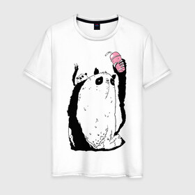 Мужская футболка хлопок с принтом panda в Петрозаводске, 100% хлопок | прямой крой, круглый вырез горловины, длина до линии бедер, слегка спущенное плечо. | dd | drop dead | dropdead | milk | milkshake | panda | tmblr | tumbler