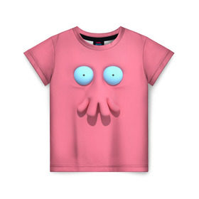 Детская футболка 3D с принтом Доктор Зойдберг в Петрозаводске, 100% гипоаллергенный полиэфир | прямой крой, круглый вырез горловины, длина до линии бедер, чуть спущенное плечо, ткань немного тянется | Тематика изображения на принте: будущее | врач | краб | лицо | розовый | фантастика | футурама | щупальца