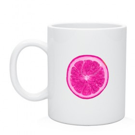 Кружка с принтом Розовый лимон в Петрозаводске, керамика | объем — 330 мл, диаметр — 80 мм. Принт наносится на бока кружки, можно сделать два разных изображения | еда | кислый | лимон | розовый цвет | фрукт