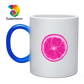 Кружка хамелеон с принтом Розовый лимон в Петрозаводске, керамика | меняет цвет при нагревании, емкость 330 мл | еда | кислый | лимон | розовый цвет | фрукт
