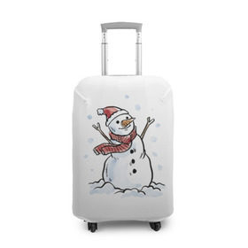 Чехол для чемодана 3D с принтом Снеговик в Петрозаводске, 86% полиэфир, 14% спандекс | двустороннее нанесение принта, прорези для ручек и колес | happy new year | new year | santa claus | дед мороз | дедушка мороз | новый год | санта клаус | снеговик