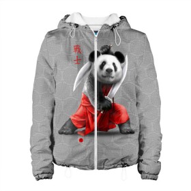 Женская куртка 3D с принтом Master Panda в Петрозаводске, ткань верха — 100% полиэстер, подклад — флис | прямой крой, подол и капюшон оформлены резинкой с фиксаторами, два кармана без застежек по бокам, один большой потайной карман на груди. Карман на груди застегивается на липучку | ninja | panda | ниндзя | панда