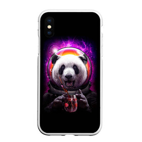 Чехол для iPhone XS Max матовый с принтом Panda Cosmonaut в Петрозаводске, Силикон | Область печати: задняя сторона чехла, без боковых панелей | Тематика изображения на принте: bear | galaxy | panda | space | star | астронавт | галактика | звезда | космонавт | космос | медведь | панда