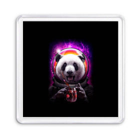 Магнит 55*55 с принтом Panda Cosmonaut в Петрозаводске, Пластик | Размер: 65*65 мм; Размер печати: 55*55 мм | bear | galaxy | panda | space | star | астронавт | галактика | звезда | космонавт | космос | медведь | панда
