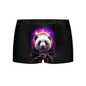 Мужские трусы 3D с принтом Panda Cosmonaut в Петрозаводске, 50% хлопок, 50% полиэстер | классическая посадка, на поясе мягкая тканевая резинка | bear | galaxy | panda | space | star | астронавт | галактика | звезда | космонавт | космос | медведь | панда