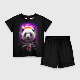 Детский костюм с шортами 3D с принтом Panda Cosmonaut в Петрозаводске,  |  | bear | galaxy | panda | space | star | астронавт | галактика | звезда | космонавт | космос | медведь | панда