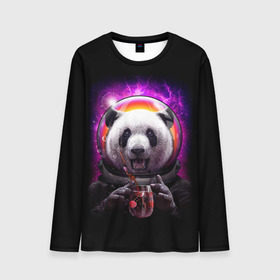 Мужской лонгслив 3D с принтом Panda Cosmonaut в Петрозаводске, 100% полиэстер | длинные рукава, круглый вырез горловины, полуприлегающий силуэт | bear | galaxy | panda | space | star | астронавт | галактика | звезда | космонавт | космос | медведь | панда