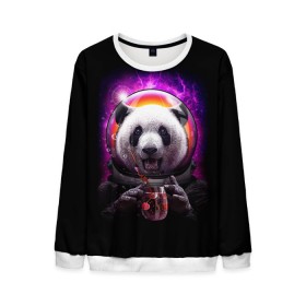 Мужской свитшот 3D с принтом Panda Cosmonaut в Петрозаводске, 100% полиэстер с мягким внутренним слоем | круглый вырез горловины, мягкая резинка на манжетах и поясе, свободная посадка по фигуре | bear | galaxy | panda | space | star | астронавт | галактика | звезда | космонавт | космос | медведь | панда