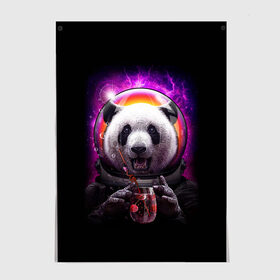 Постер с принтом Panda Cosmonaut в Петрозаводске, 100% бумага
 | бумага, плотность 150 мг. Матовая, но за счет высокого коэффициента гладкости имеет небольшой блеск и дает на свету блики, но в отличии от глянцевой бумаги не покрыта лаком | bear | galaxy | panda | space | star | астронавт | галактика | звезда | космонавт | космос | медведь | панда