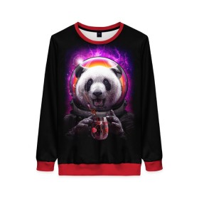 Женский свитшот 3D с принтом Panda Cosmonaut в Петрозаводске, 100% полиэстер с мягким внутренним слоем | круглый вырез горловины, мягкая резинка на манжетах и поясе, свободная посадка по фигуре | bear | galaxy | panda | space | star | астронавт | галактика | звезда | космонавт | космос | медведь | панда