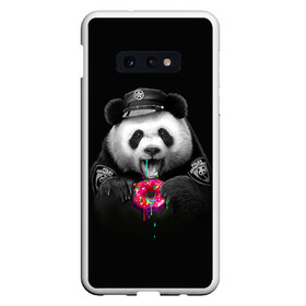 Чехол для Samsung S10E с принтом Donut Panda в Петрозаводске, Силикон | Область печати: задняя сторона чехла, без боковых панелей | Тематика изображения на принте: bear | donut | panda | police | коп | медведь | панда | пончик