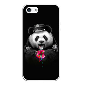 Чехол для iPhone 5/5S матовый с принтом Donut Panda в Петрозаводске, Силикон | Область печати: задняя сторона чехла, без боковых панелей | bear | donut | panda | police | коп | медведь | панда | пончик