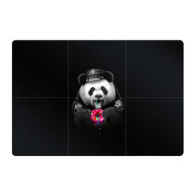 Магнитный плакат 3Х2 с принтом Donut Panda в Петрозаводске, Полимерный материал с магнитным слоем | 6 деталей размером 9*9 см | bear | donut | panda | police | коп | медведь | панда | пончик