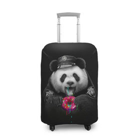Чехол для чемодана 3D с принтом Donut Panda в Петрозаводске, 86% полиэфир, 14% спандекс | двустороннее нанесение принта, прорези для ручек и колес | bear | donut | panda | police | коп | медведь | панда | пончик