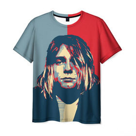 Мужская футболка 3D с принтом Kurt Cobain в Петрозаводске, 100% полиэфир | прямой крой, круглый вырез горловины, длина до линии бедер | curt | hope | kobain | nirvana | кобейн | курт | нирвана