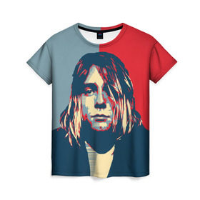 Женская футболка 3D с принтом Kurt Cobain в Петрозаводске, 100% полиэфир ( синтетическое хлопкоподобное полотно) | прямой крой, круглый вырез горловины, длина до линии бедер | curt | hope | kobain | nirvana | кобейн | курт | нирвана